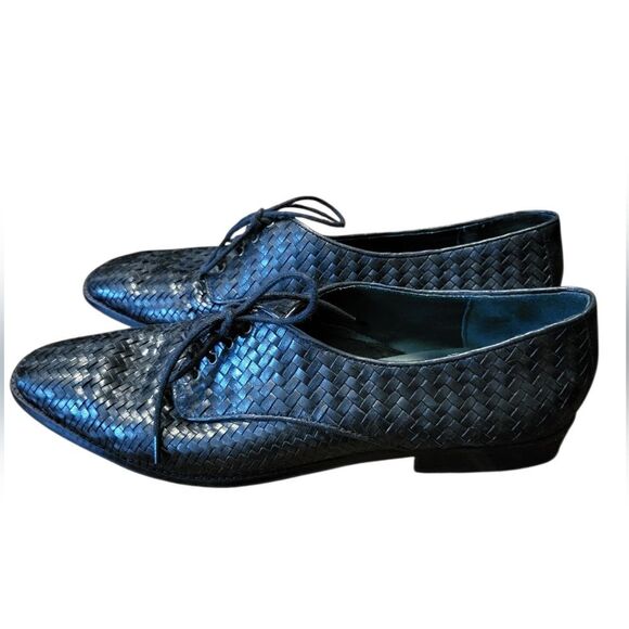 Pappagallo Womens Leather Woven Lace Up Flat Made in Brazil, Size 10 Narrow - Picture 5 of 9